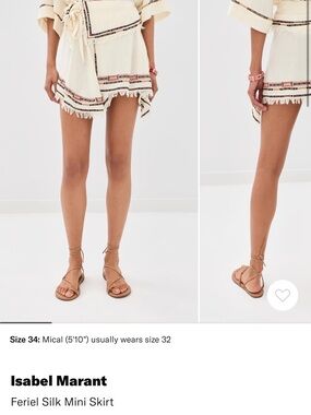 Isabel Marant Cream Silk Mini Skirt with Embroidered Trim.. THIS season!